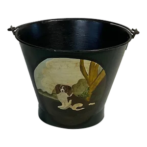 Sarreid Ltd. “English Replica” Coal Bucket With Dog in a Landscape 1980’s