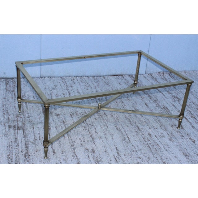 1950s Mid-Century Modern French Brass Coffee Table For Sale - Image 4 of 9