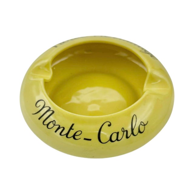 Yellow Vintage Hotel Hermitage Monte Carlo Yellow Ceramic Ashtray Monaco For Sale - Image 8 of 10