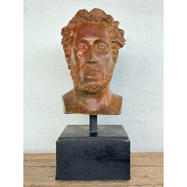 Vintage Patinated Bronze Bust of Alexander the Great For Sale - Image 9 of 12