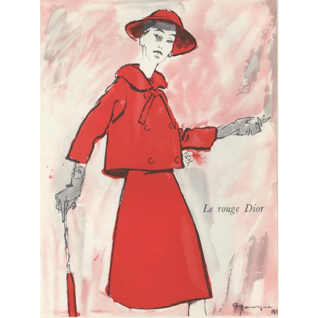 1958 Mid-Century French Fashion Print-Christian Dior For Sale
