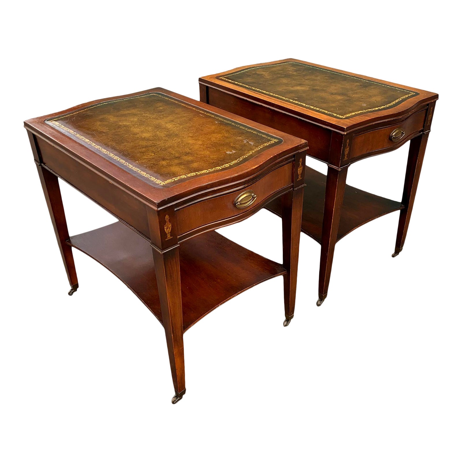 Vintage Leather Top Side Tables, a Pair Chairish