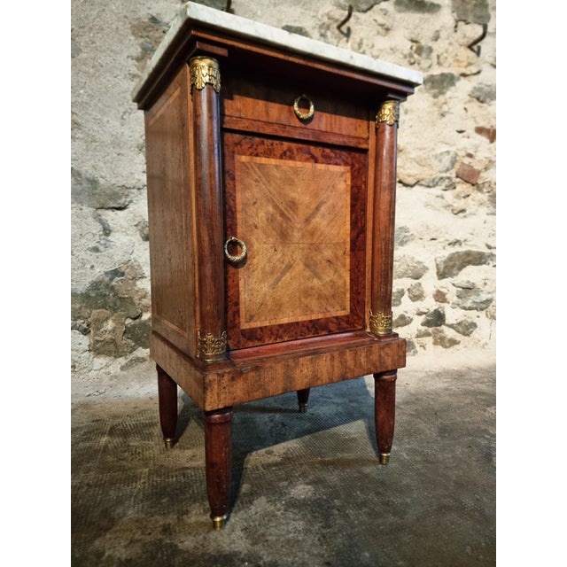 French Empire Bedside Cabinet with Marble Top, 19th Century For Sale - Image 10 of 16