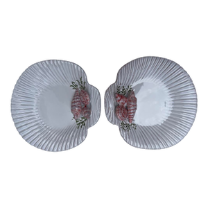 Majolica Sea Shell Dishes a Pair