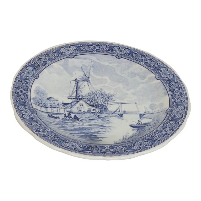 Boch Delfts Extra Large White Blue Porcelain Plate Royal Sphinx Holland 4896b For Sale