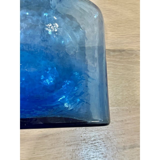 Mid 20th Century MCM Blue Blenko Glass Bottle For Sale - Image 5 of 10