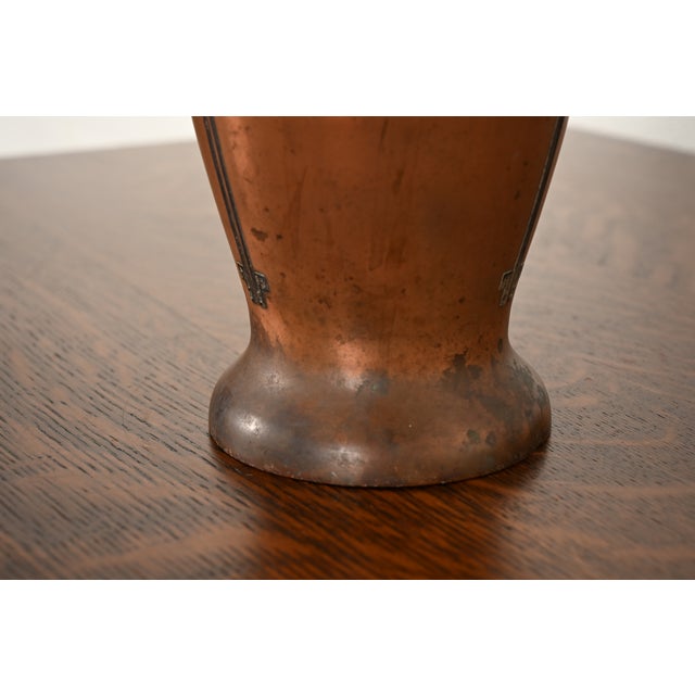 Silver Crest Arts & Crafts Sterling Silver on Bronze Tall Vase For Sale - Image 11 of 16