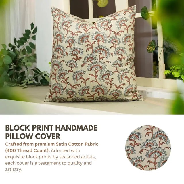 Bring home the serene charm of hand block artistry with our "Rajniganda" handmade cushion cover, crafted in luxurious...