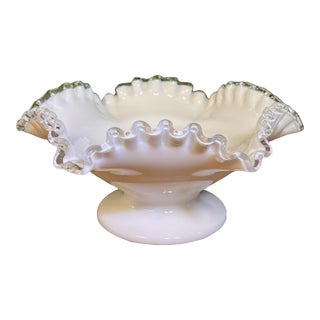 Vintage Fenton Art Glass "Silver Crest" Candy Bowl For Sale