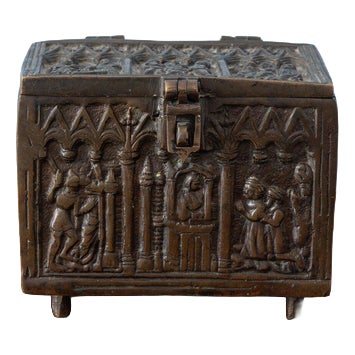 Gothic Revival Bronze Casket Box, 1880 For Sale
