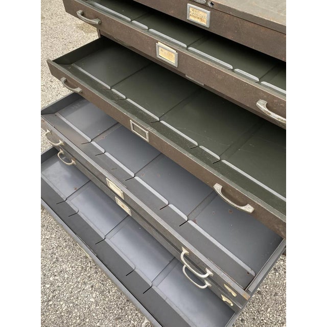Metal Vintage Cole Steel Metal Industrial Stacking Flat File Map Cabinet W/ 10 Drawers For Sale - Image 7 of 12