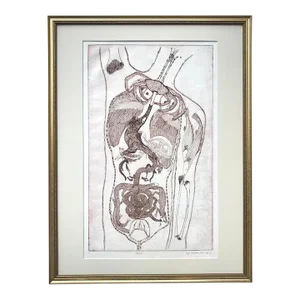 Vintage Original Expressionist Etching "Viscera" by Lynn Sheldon 1980