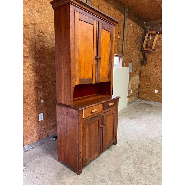 Early 19th Century Early 19th Century Antique Primitive American Solid Cherry Wood Hutch For Sale - Image 5 of 13
