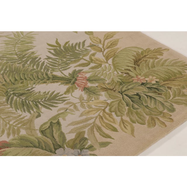 1900 - 1909 Antique French Aubusson Rug With Botanical Green Floral Design - Rug & Kilim For Sale - Image 5 of 10