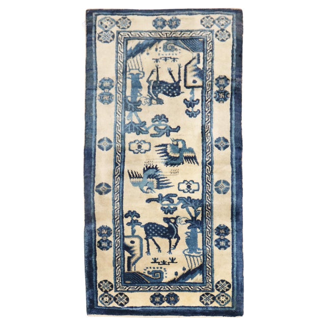 Early 20th Century Blue Chinese Animal Pictorial Rug For Sale - Image 15 of 18
