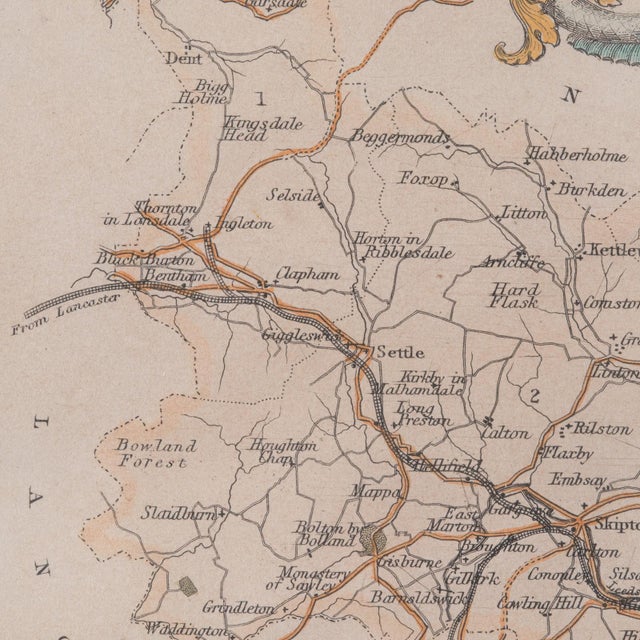 1860's Antique West Yorkshire Map For Sale - Image 10 of 12