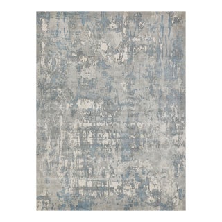 Exquisite Rugs Murano Handmade New Zealand Wool & Bamboo Silk Silver/Blue Rug-12'X15' For Sale