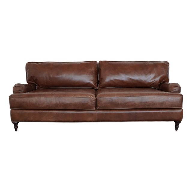 Ballard Designs Wynne Leather Sofa For Sale