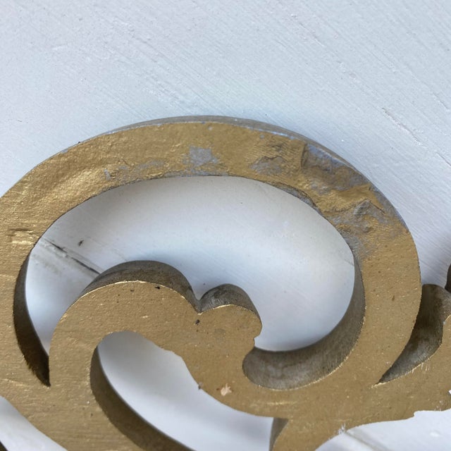 Hollywood Regency Hollywood Regency Rococo-Style Gold-Gilt Cast Metal Scrollwork Headboard French Style For Sale - Image 3 of 10