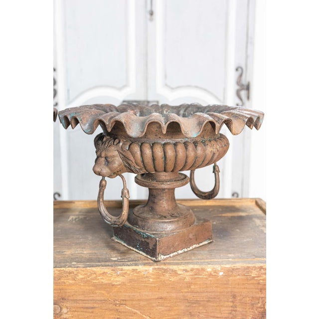 Brown Pair of 19th Century French Cast Iron Urns For Sale - Image 8 of 9