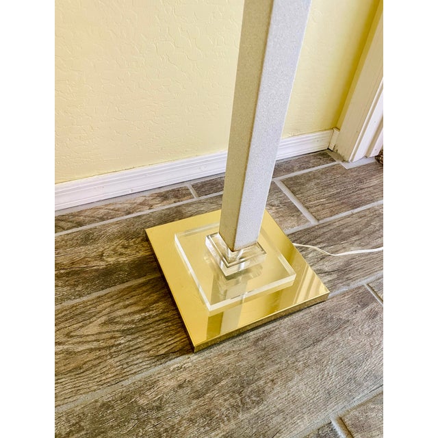 Vintage Relux Milano Italy Brass & Lucite Torchiere Floor Lamp Model 101 For Sale - Image 4 of 12