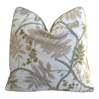 Designer Cowtan & Tout Designer Botanical Linen Feather/Down Pillow For Sale