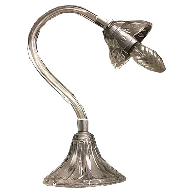 Crystal Glass Table Lamp, 1970s For Sale