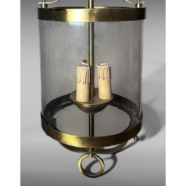 Mid 20th Century Neoclassical French Brass and Blown Glass Lantern For Sale - Image 11 of 18