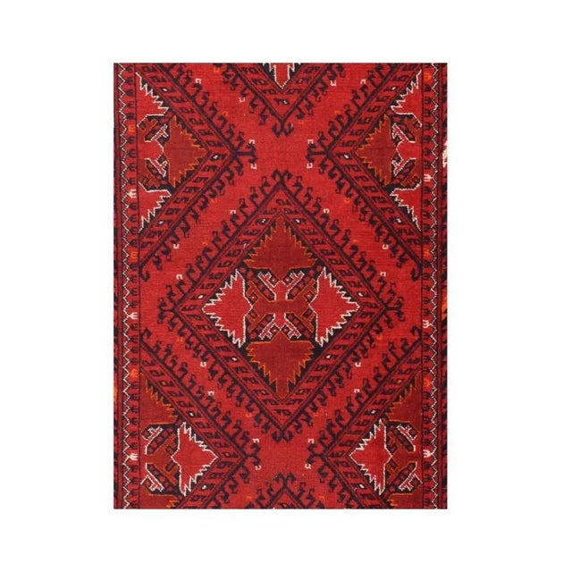 Islamic Vintage Afghan Rug-3′7″ × 7′1″ For Sale - Image 3 of 5