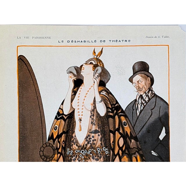 An original illustrated page from the celebrated French magazine La Vie Parisienne, featuring the elegant fashion plate...