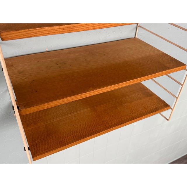 Vintage Scandinavian Wall Bookcase with Oak Shelves, 1960s For Sale - Image 11 of 12