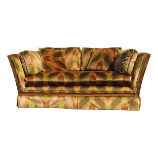 Vintage Thayer Coggin Style Loveseat With Bold Geometric Velvet Upholstery For Sale