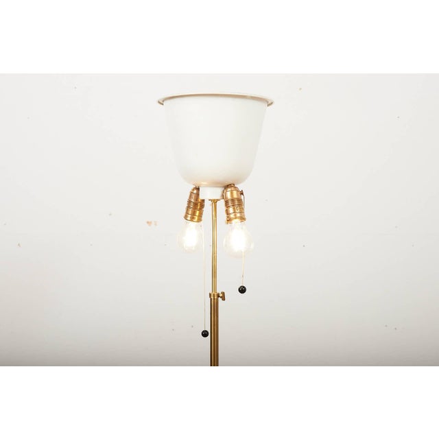 Gold Floor Lamp with Brass Base and Frame For Sale - Image 8 of 12