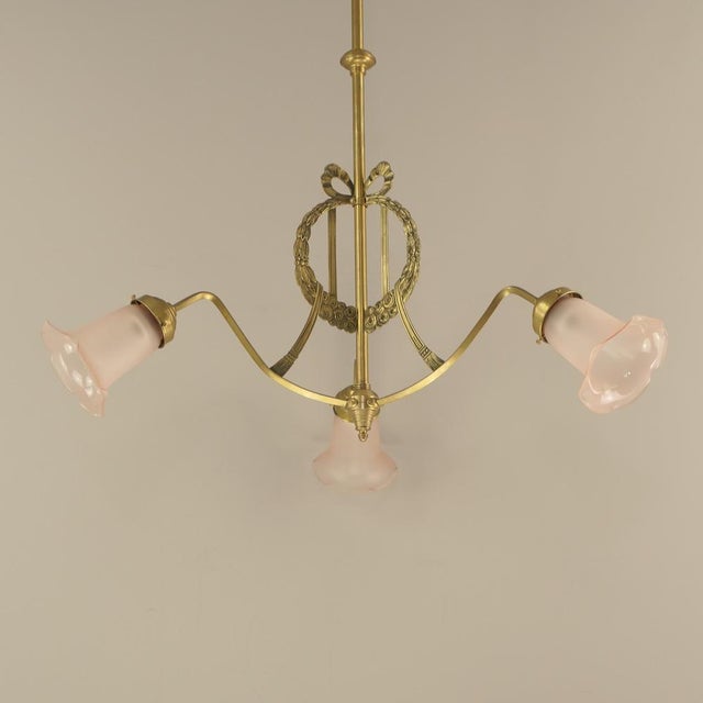 Art Nouveau Three-Arm Chandelier with Empire Motifs, France, 1910s For Sale - Image 3 of 14
