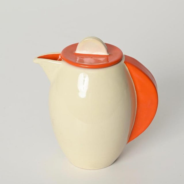 Orange & Ivory Coffee Carafe by Rometti Umbertide, Italy, 1940s For Sale - Image 15 of 16