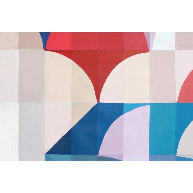 2020s 2025, Modern Geometry, Bauhaus Surreal Landscape of Flowing Firmament, Acrylic Paint on Cotton Canvas by Natalia Roman For Sale - Image 5 of 8