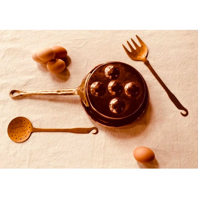 Metal French Copper Pan With Long Handle - Handmade 1950s For Sale - Image 7 of 18
