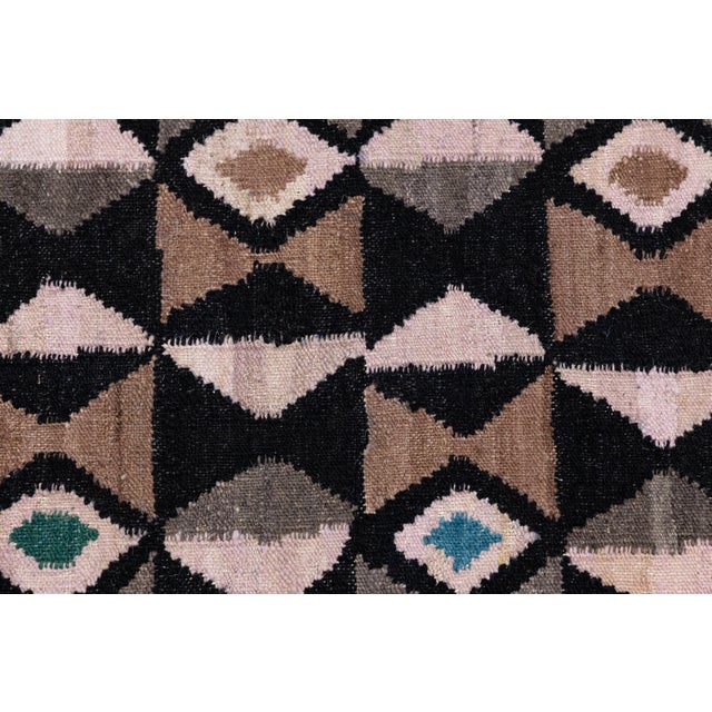 Modern Handmade Kilim Wool Area Rug– Flatweave Abstract Neutral Tones by Apadana For Sale In New York - Image 6 of 12