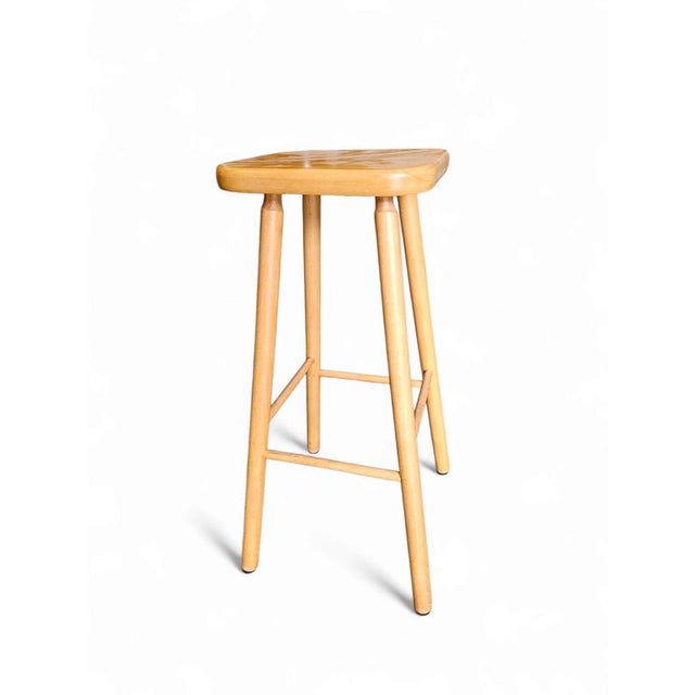 3 x beech wood stools / 1970s / height 65 cm 3 x beech wood stools 1970s35 x 35 x 65 cm