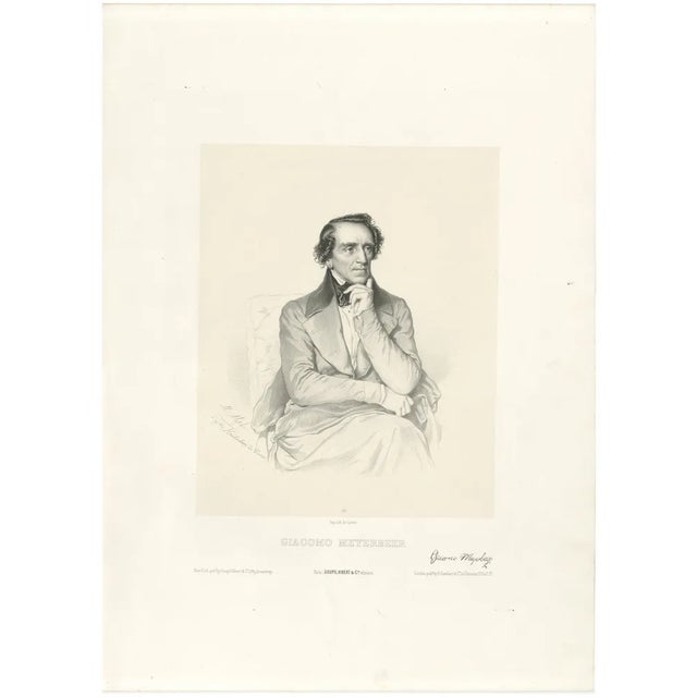 Le Gout-Gérard, Portrait of Giacomo Meyerbeer, 19th Century, Lithograph For Sale