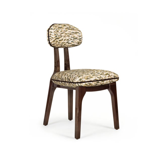 Contemporary Silhouette Dining Chair in Embroidered Fabric from Insidherland For Sale - Image 3 of 11