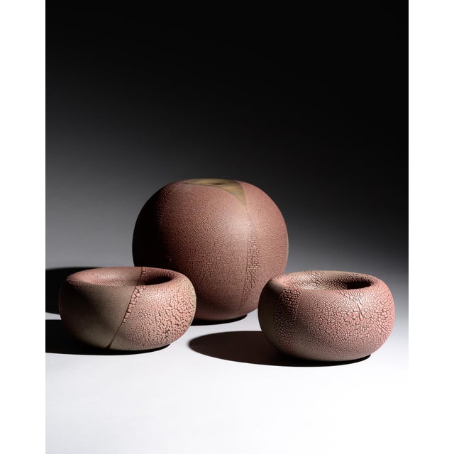 Reduction Glazed Ceramic Vase and Bowls by Mario Enke Studio Pottery, 1980s, Set of 3 For Sale - Image 9 of 18