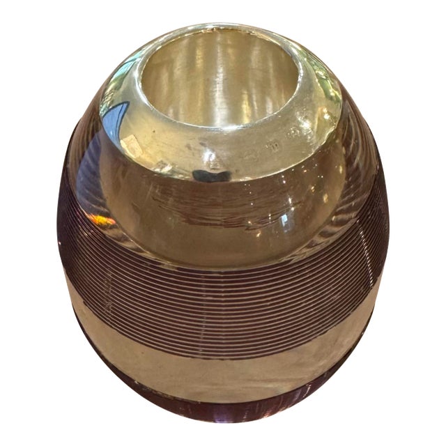 Edwardian, sterling silver-mounted threaded crystal match striker in a rare shape and color, plum. This wonderful plum...