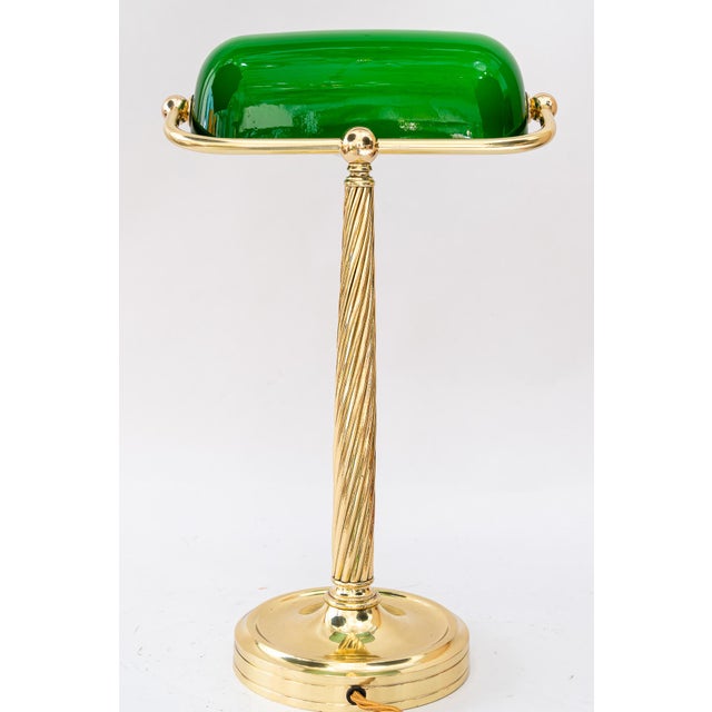 Banker Table Lamp with Glass Shade, Vienna, 1920s For Sale - Image 4 of 18