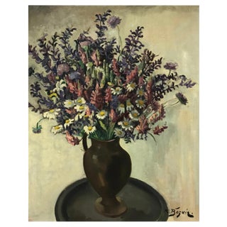René Samuel Beguin, Bouquet, Oil on Canvas For Sale