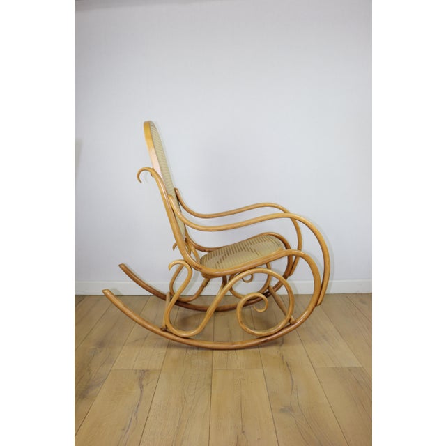 Khaki Rocking Chair on Runners in Light Beech Wood, 1970s For Sale - Image 8 of 10