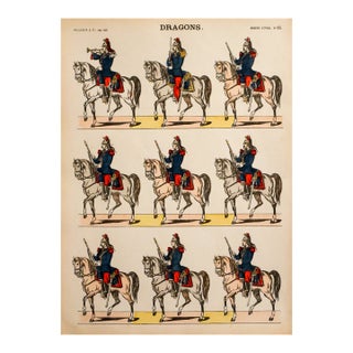 1880s - 1890s French Military Print - Imagerie d'Épinal #85 - Dragons For Sale