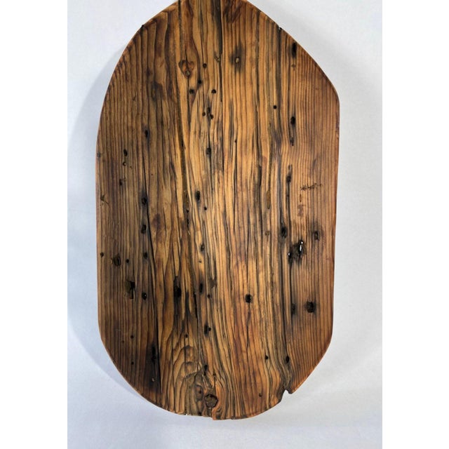 Contemporary Large Oval Breadboard Made From Antique Reclaimed Wood For Sale - Image 9 of 9