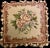 Vintage needlepoint Aubusson tapestry pillow cushions cover and feathers insert French country, floral roses motifs ....