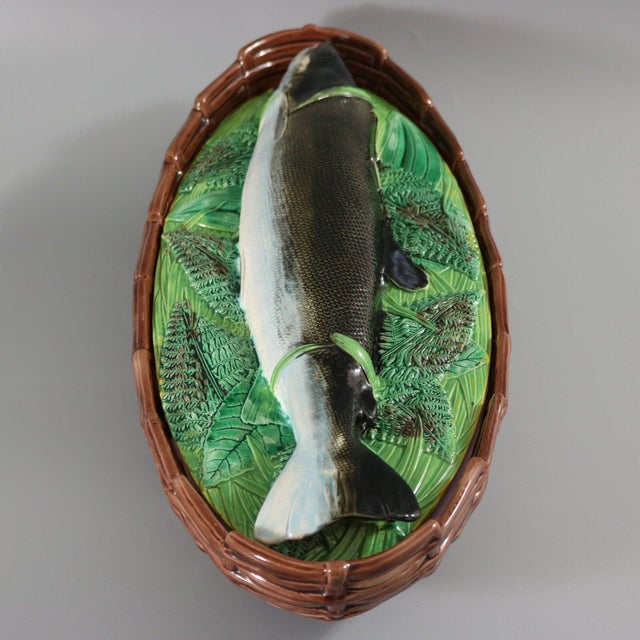 Victorian George Jones Majolica Salmon Tureen For Sale - Image 3 of 12